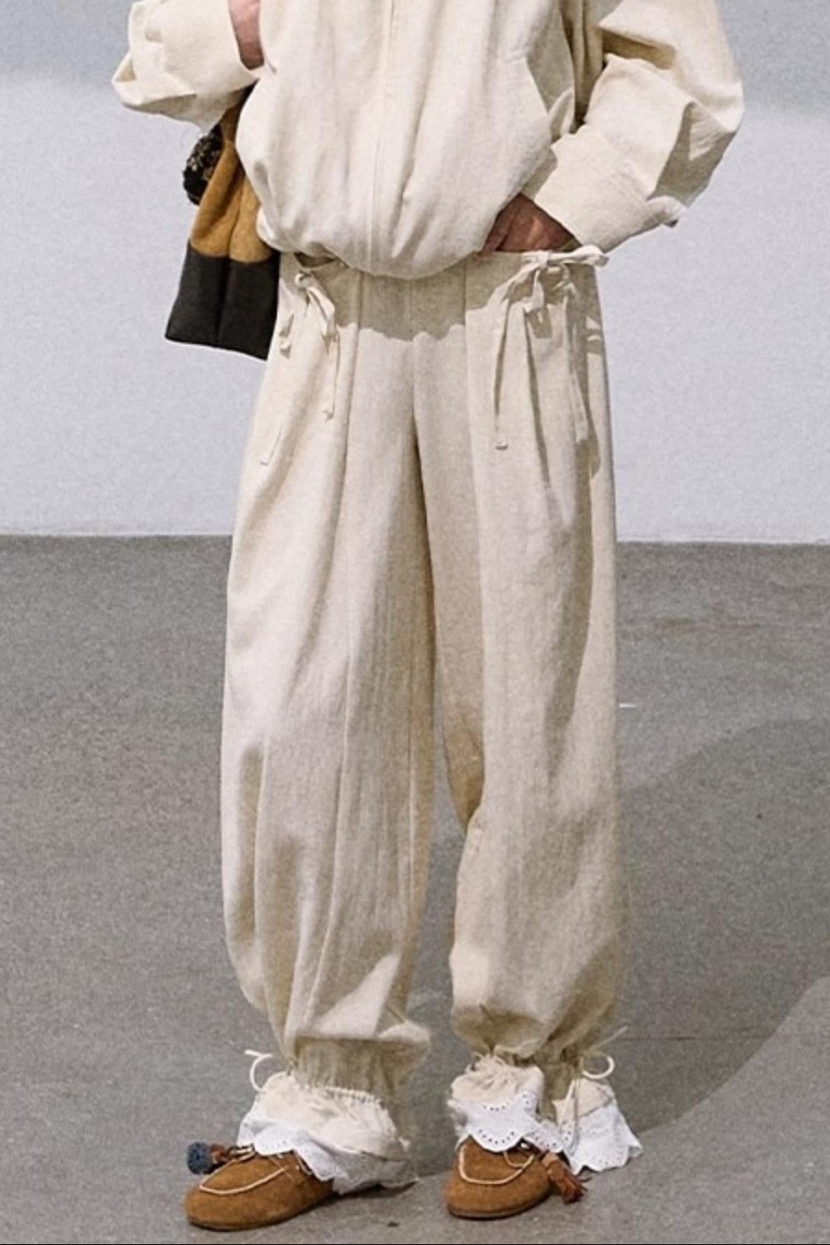 Lyocell Embroidered Drawstring Jacket Set-Up