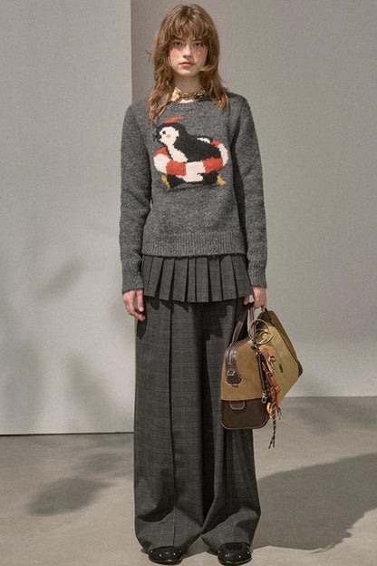 Vintage Penguin Jacquard Crew Neck Sweater