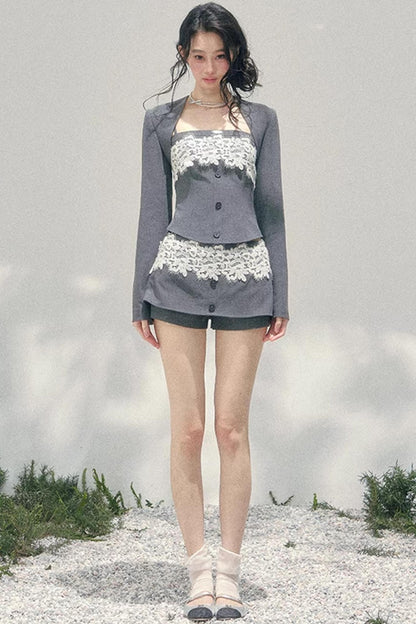 Eye-Catching Lace Spring Vest Set-Up