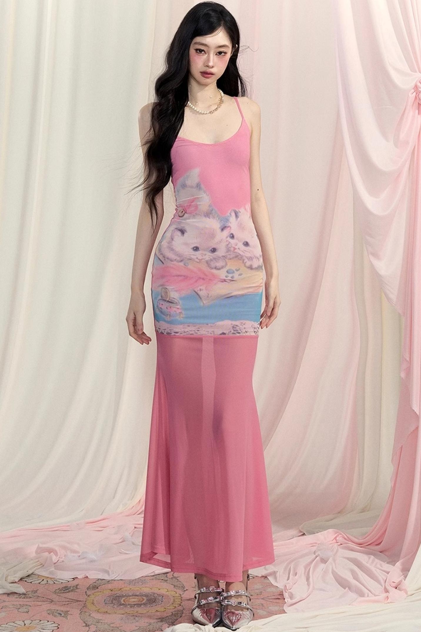 Summer Pink Halter Dress