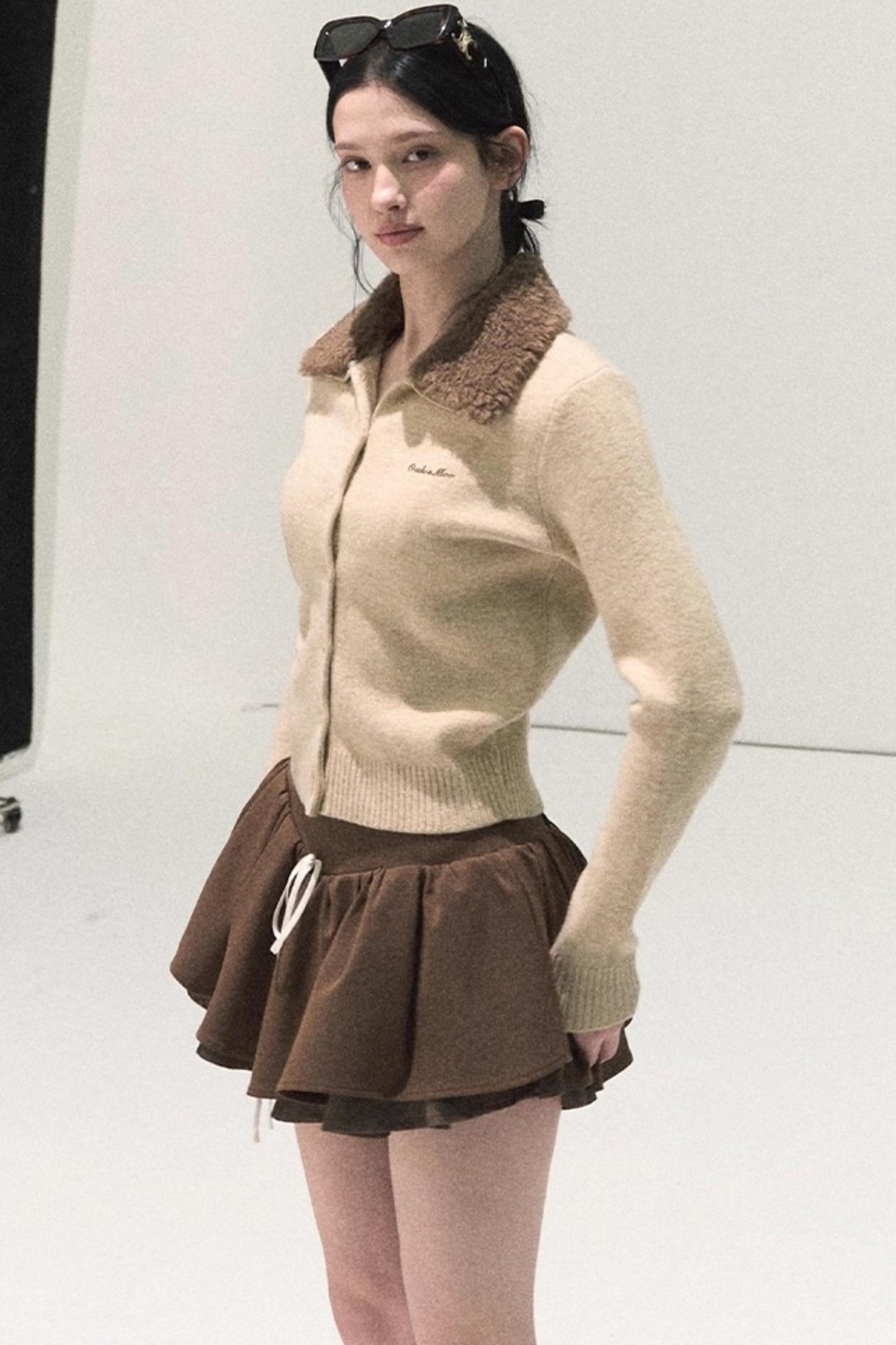 Plaid Color-Blocked A-Line Skirt