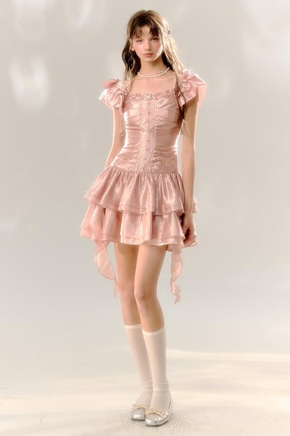 Birthday Cake Pink Pleated Dress