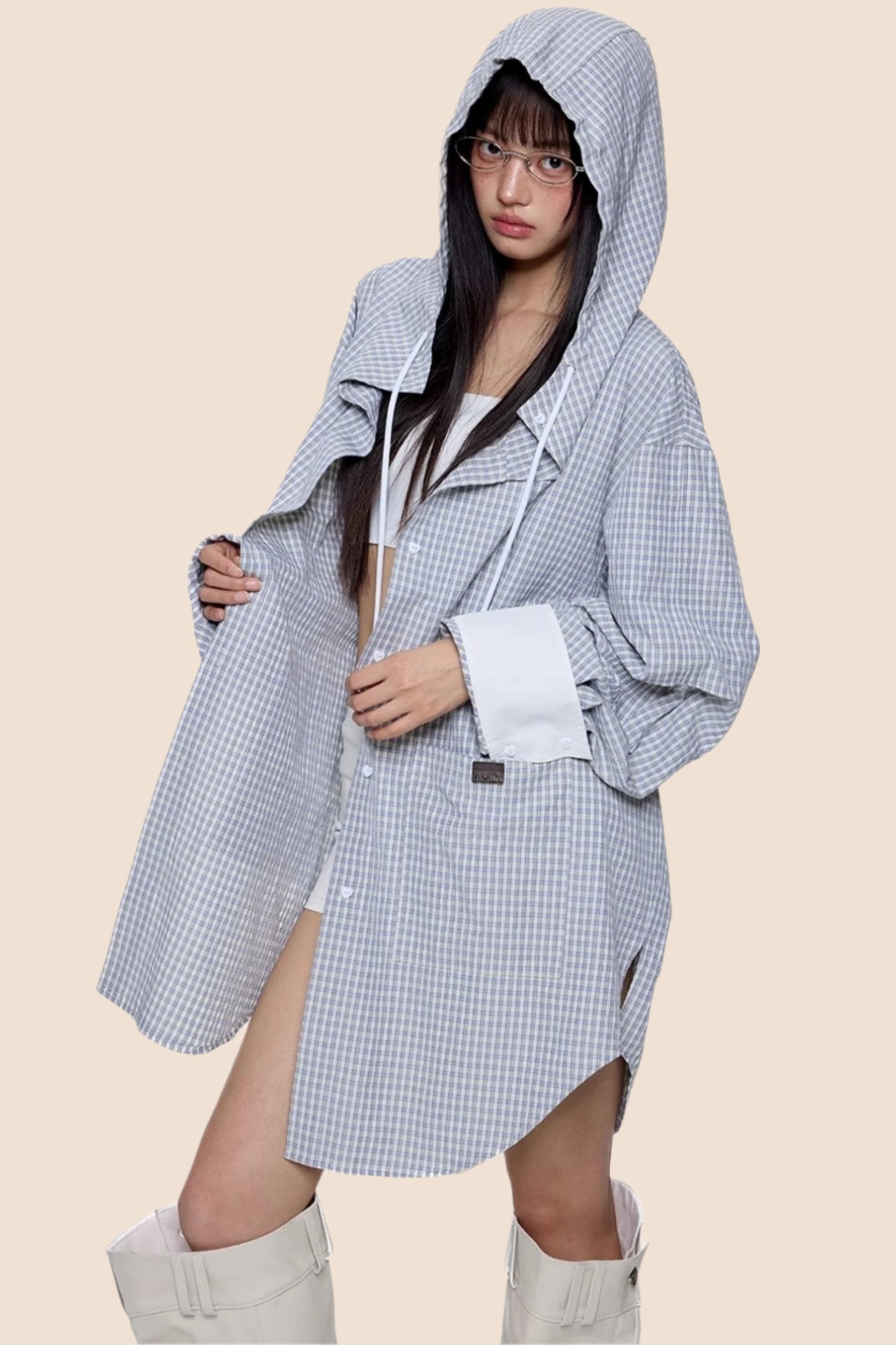 Plaid Hooded Casual Jacket