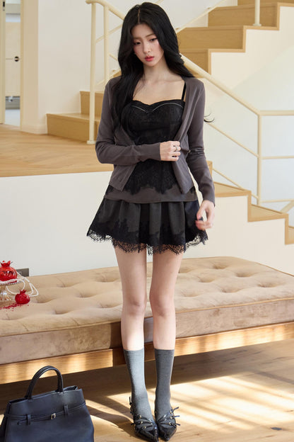 Black Swan Knitted Cardigan Set-Up