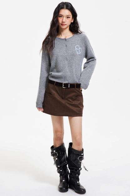 Retro Faux Suede A-Line Skirt