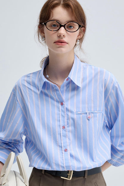 French Striped Casual Shirt