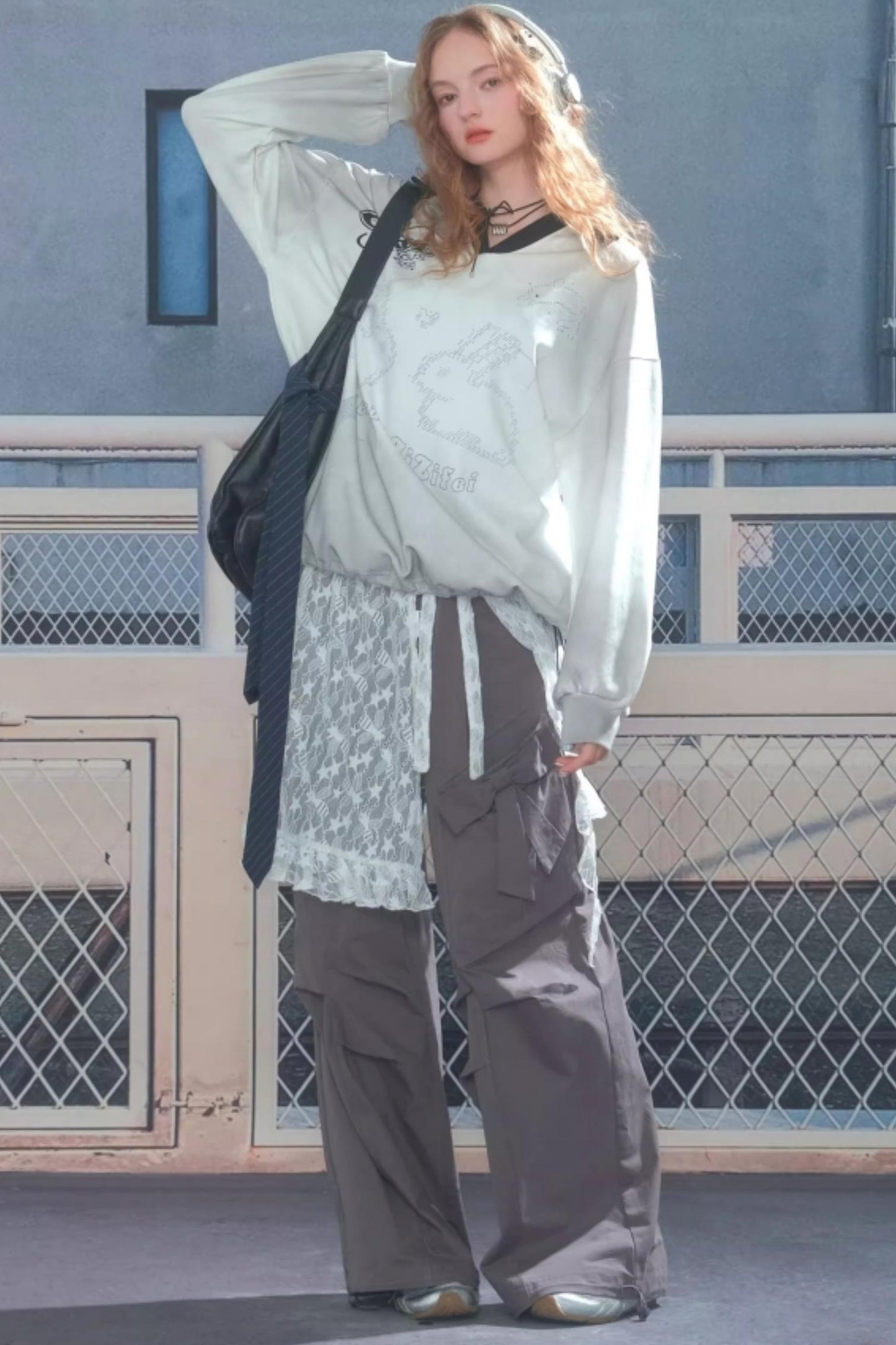 Gradient Print Polo Sweatshirt