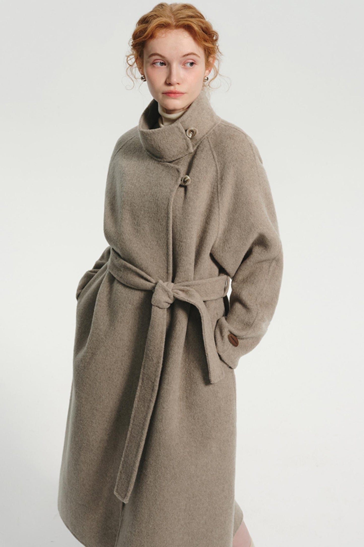 Premium Wool Tweed Stand-Collar Coat