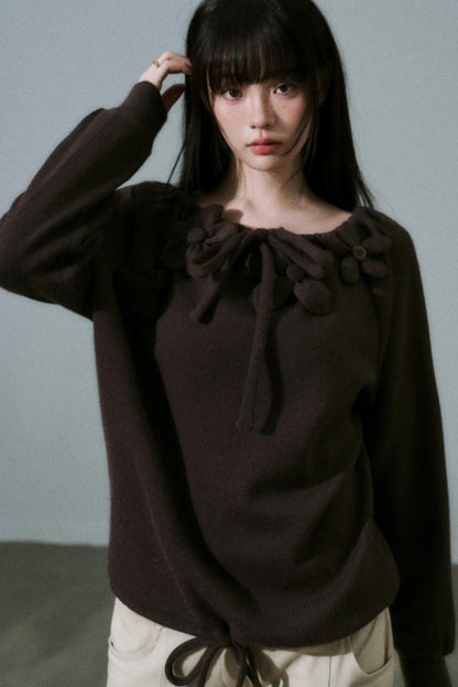 Handmade Floral Knit Sweatshirt