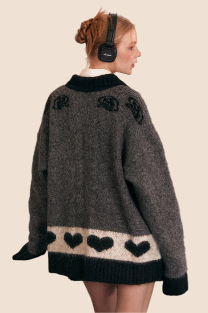 American Retro Lapel Knit Sweater Jacket