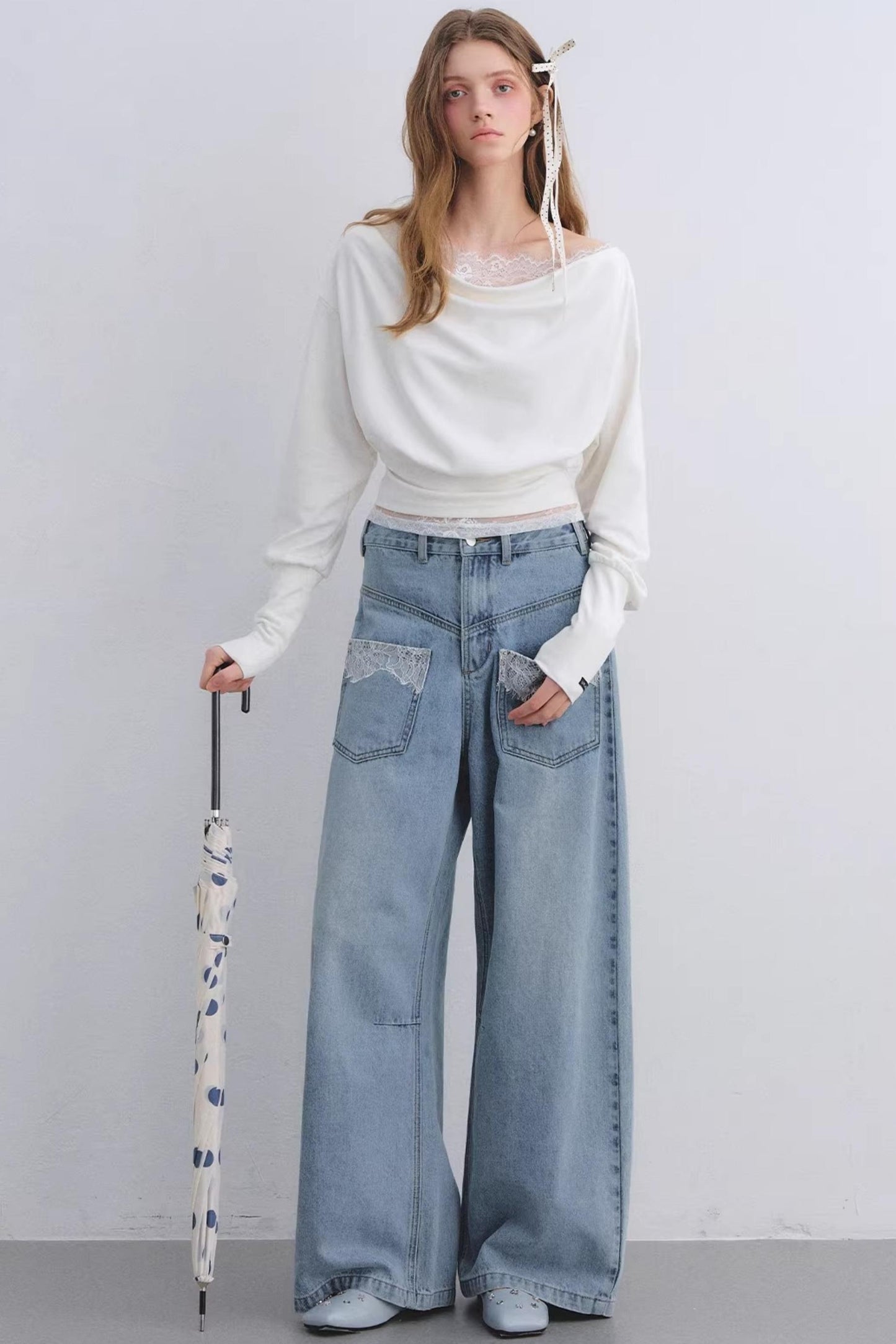 Lace Patchwork Turtleneck Top