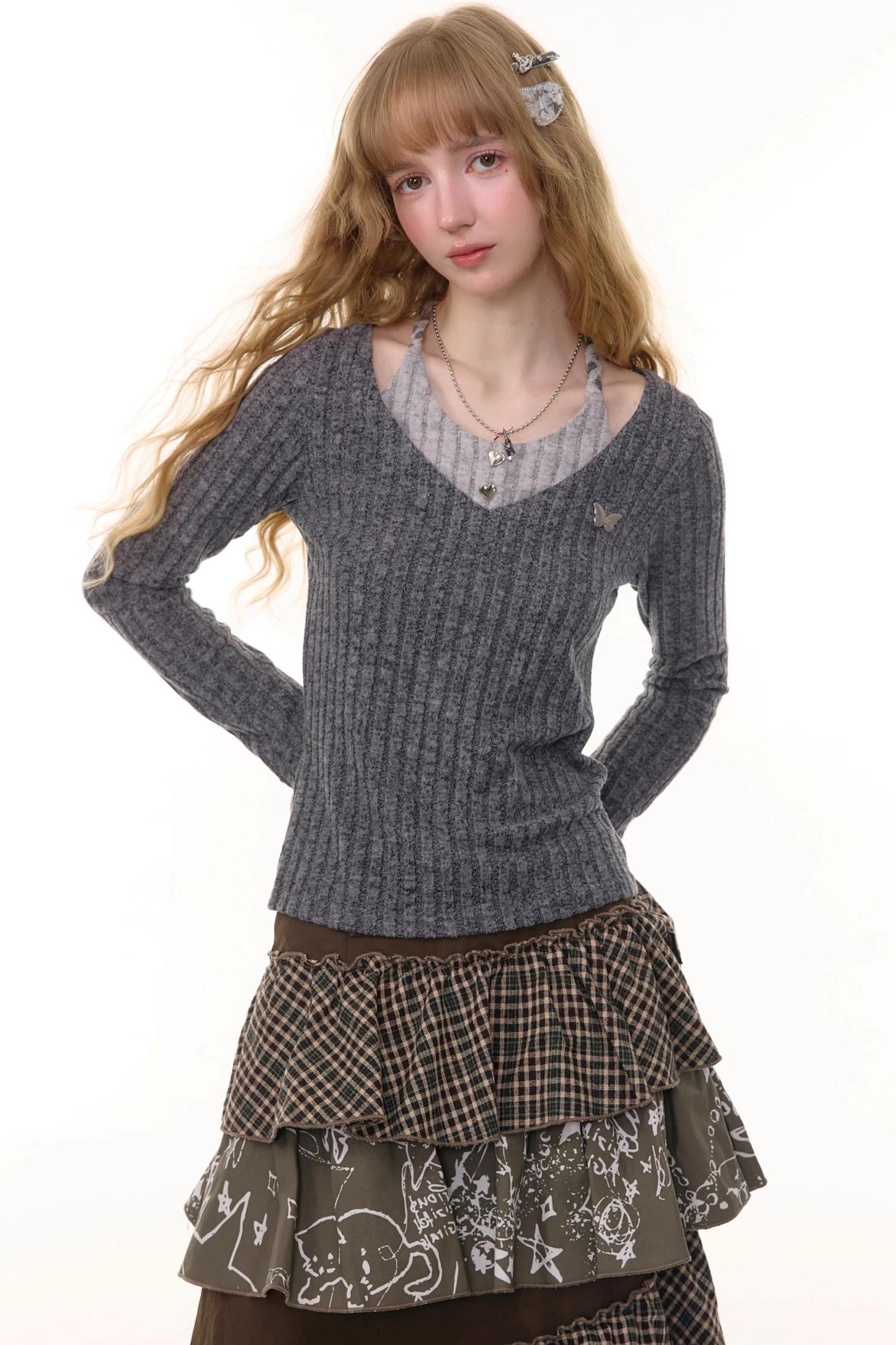 Autumn Slim Halterneck Knit Top