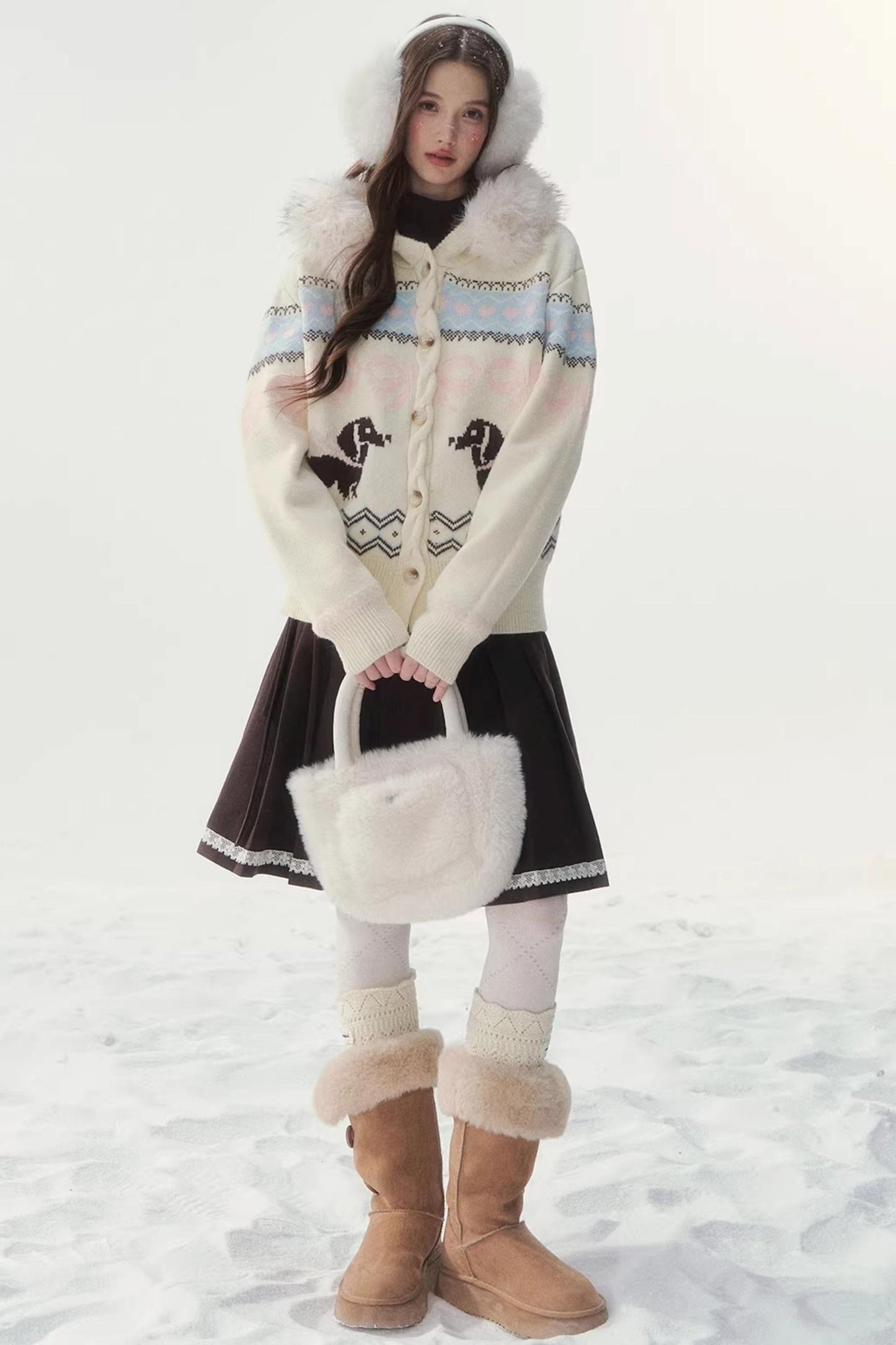 Rétro Jacquard nordique Dachshund Gilete pull