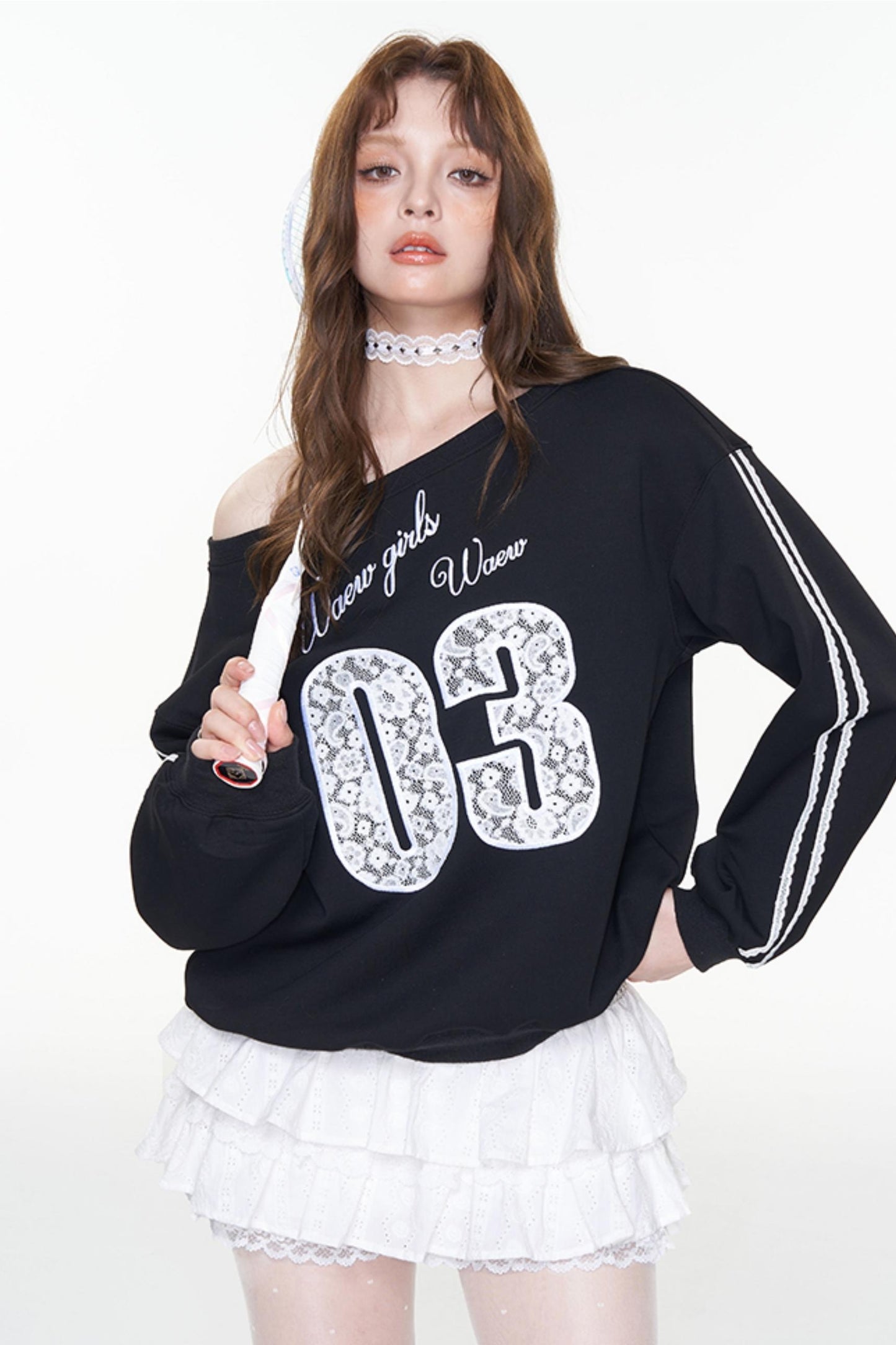 One-Shoulder Slouchy Ballet Sweatshirt