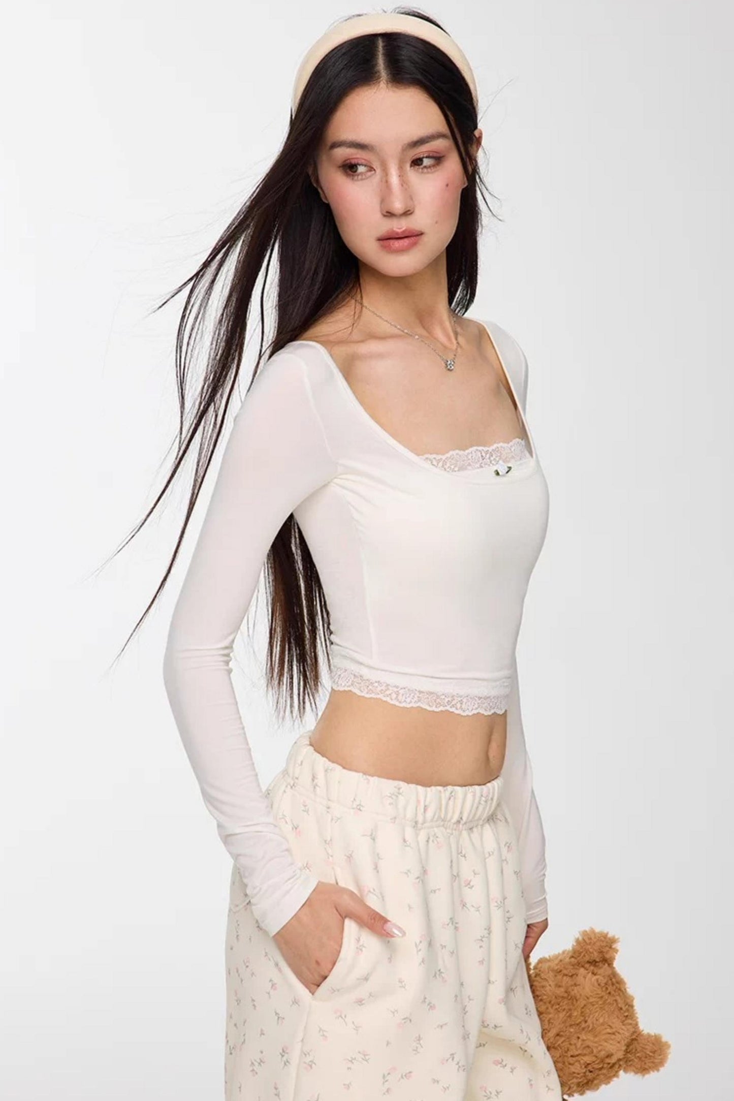 Modal Lace Slim Fit Top