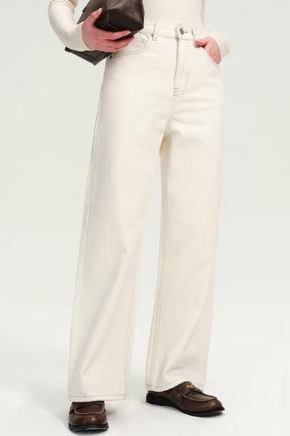 Tall & Slim Fit White Cotton Jeans