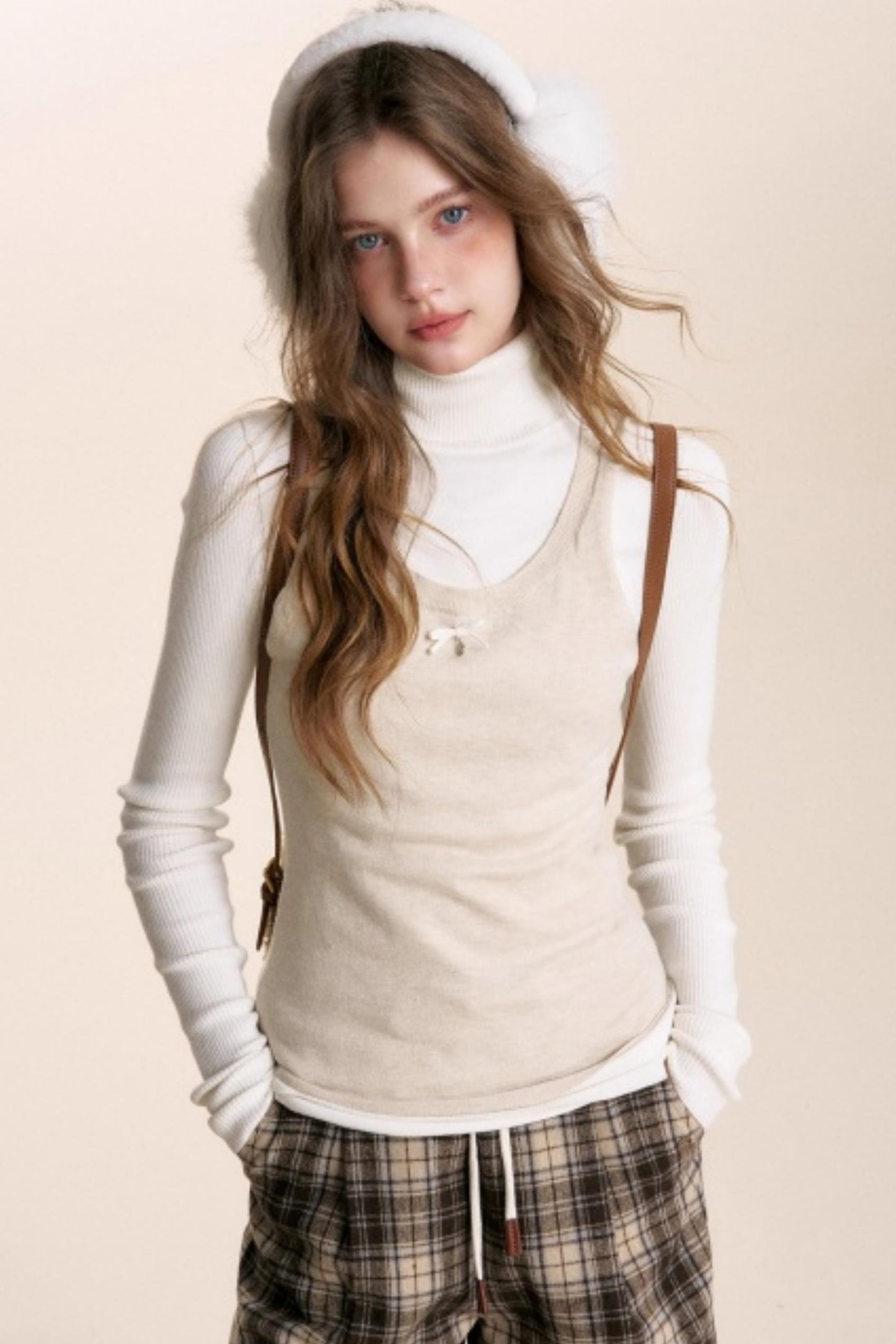 Fake Two-Piece Wool Blend Knit Vest