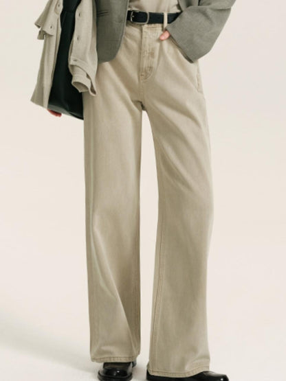 High-Waisted Tencel Straight Pants