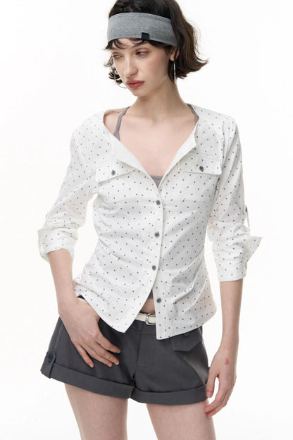 Slimming Retro Polka Dot Shirt