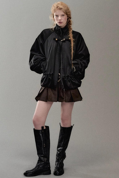 Genesis Pleated Leather Skirt