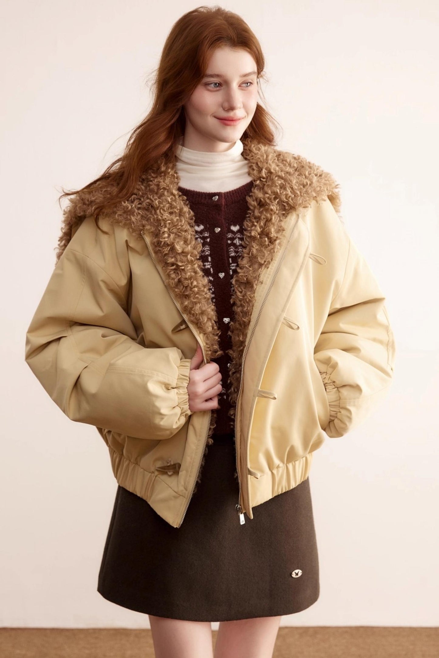 Gray Wool A-Line Skirt