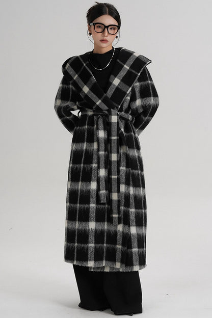 Plaid Alpaca Wool Coat