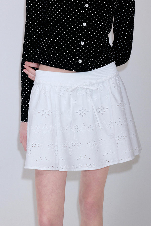 Cutout Flower Embroidery A-Line Skirt
