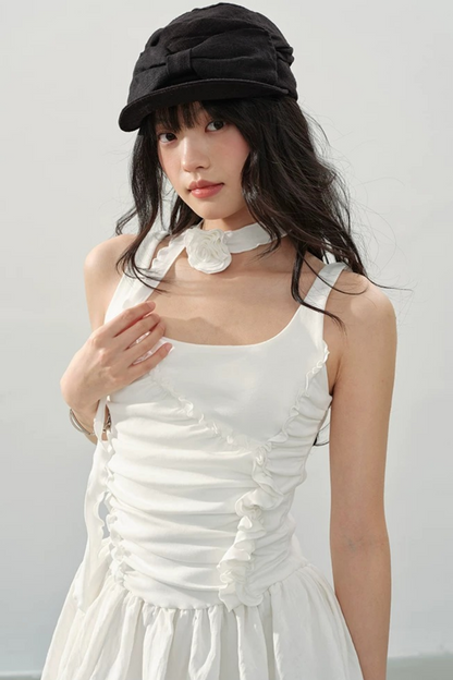Vestido blanco con volantes Luna