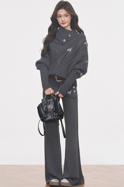 Cable Knit Waist-Cinching Sweater Set-Up