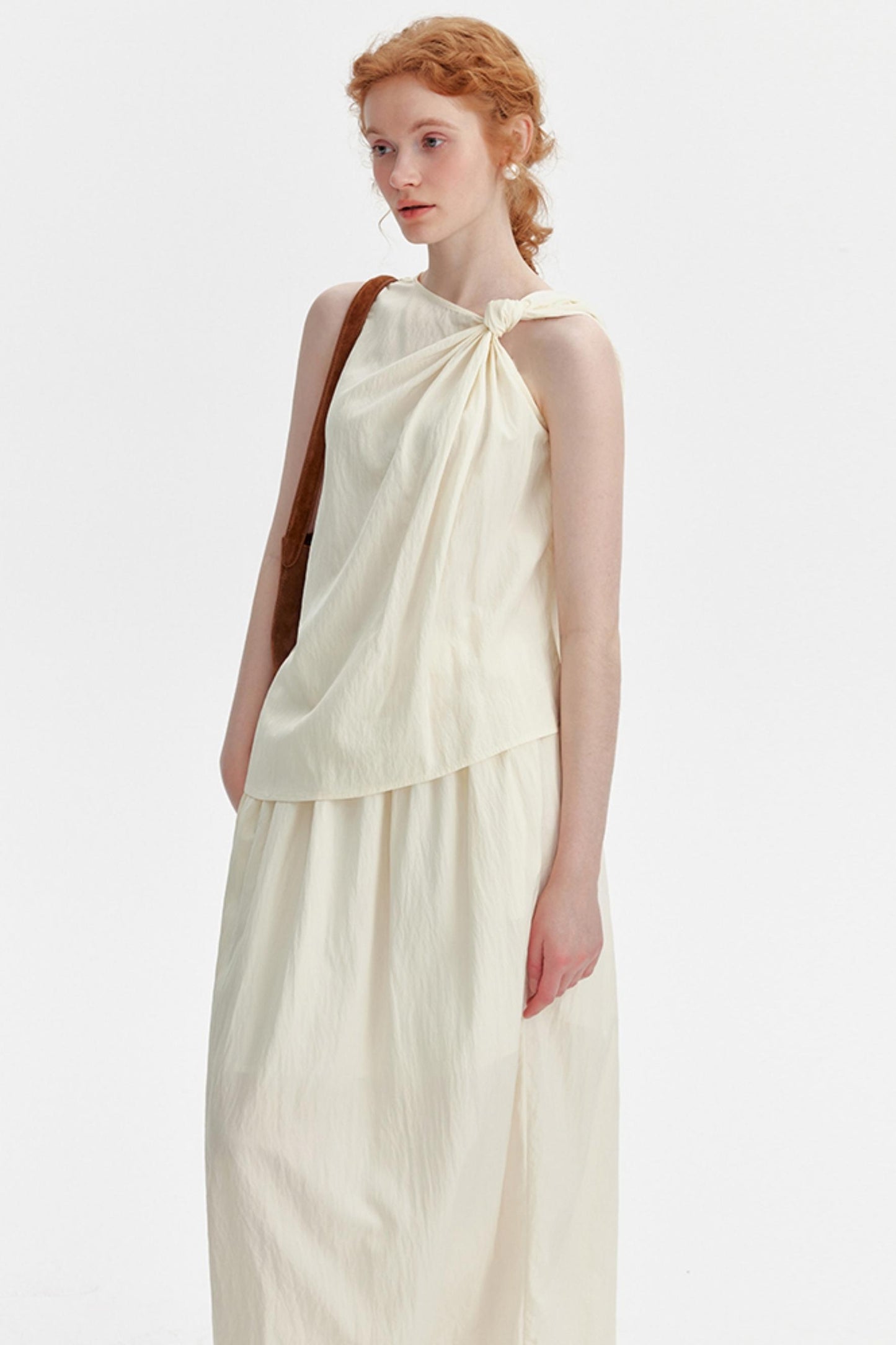 Textured Knot Vest & Skirt Set