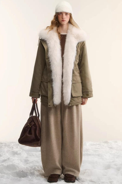 Velvet-Feel Curved-Leg Pants