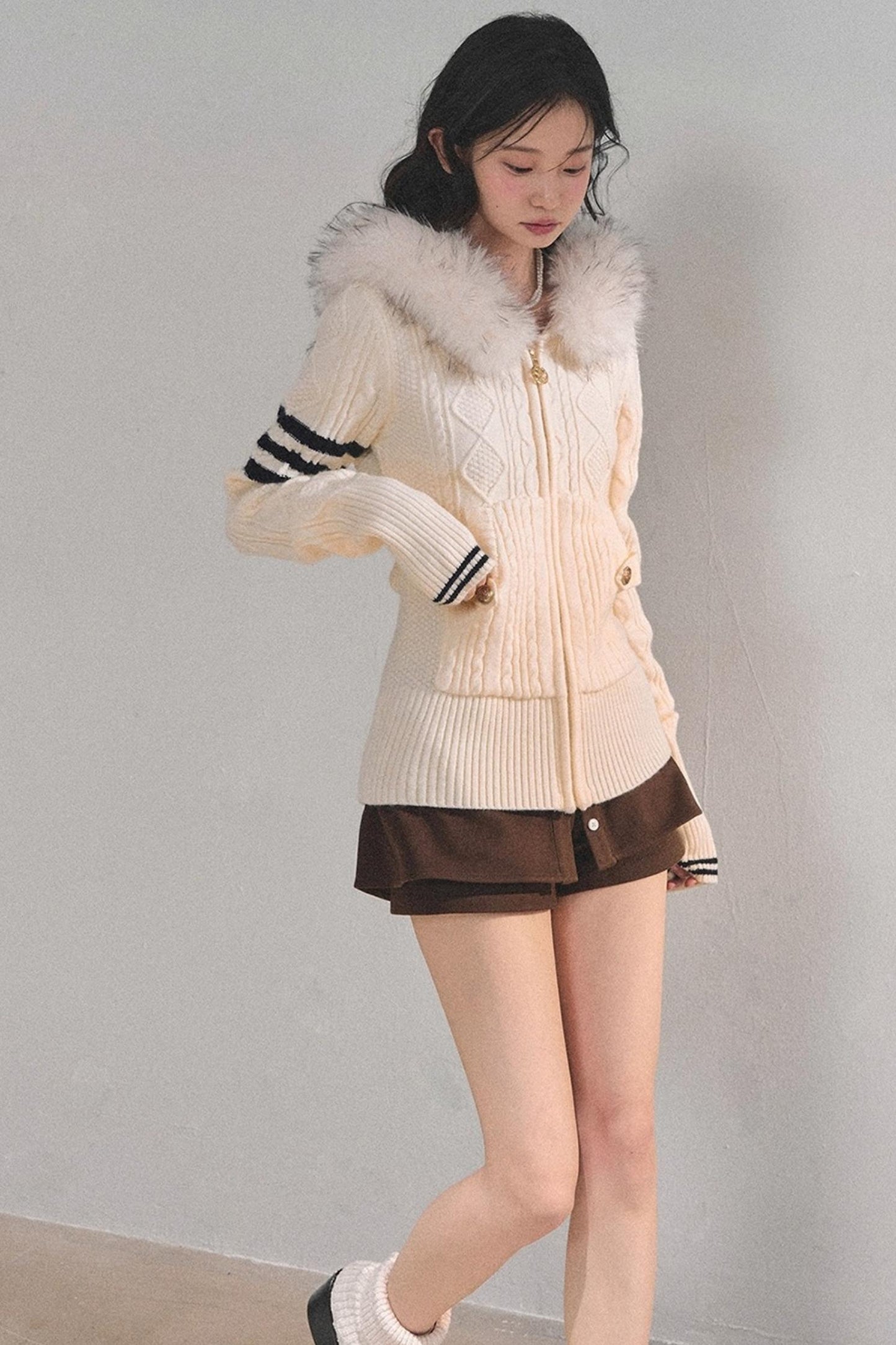 American-Style Hooded Knit Sweater