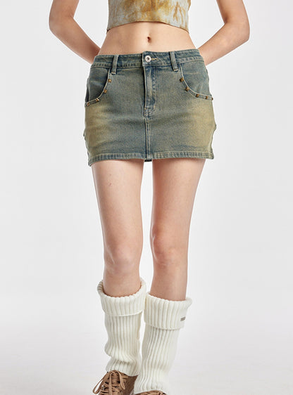 Nostalgic Blue Low Waist Denim Skirt