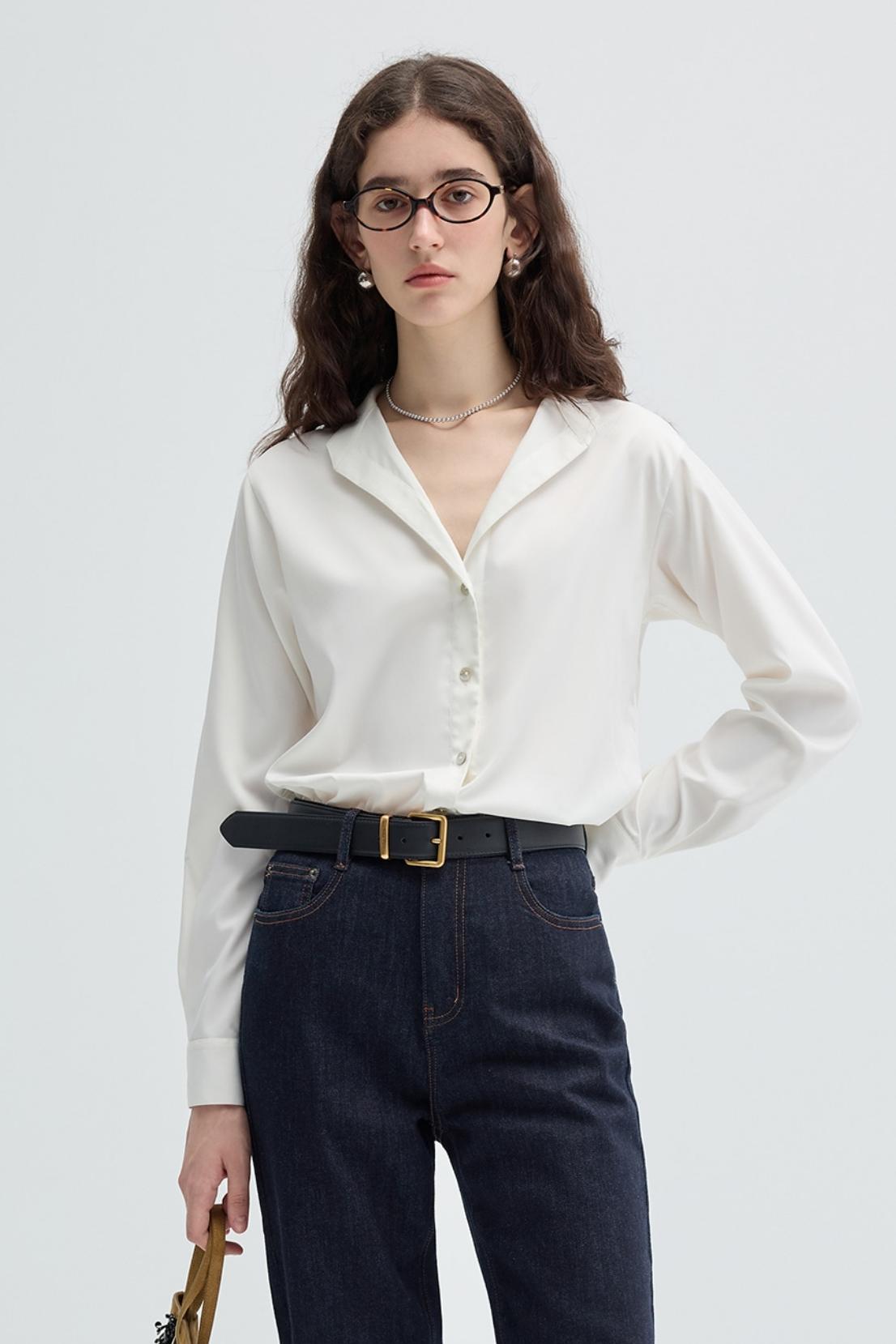 KOREAN STYLE WHITE V-NECK SHIRT