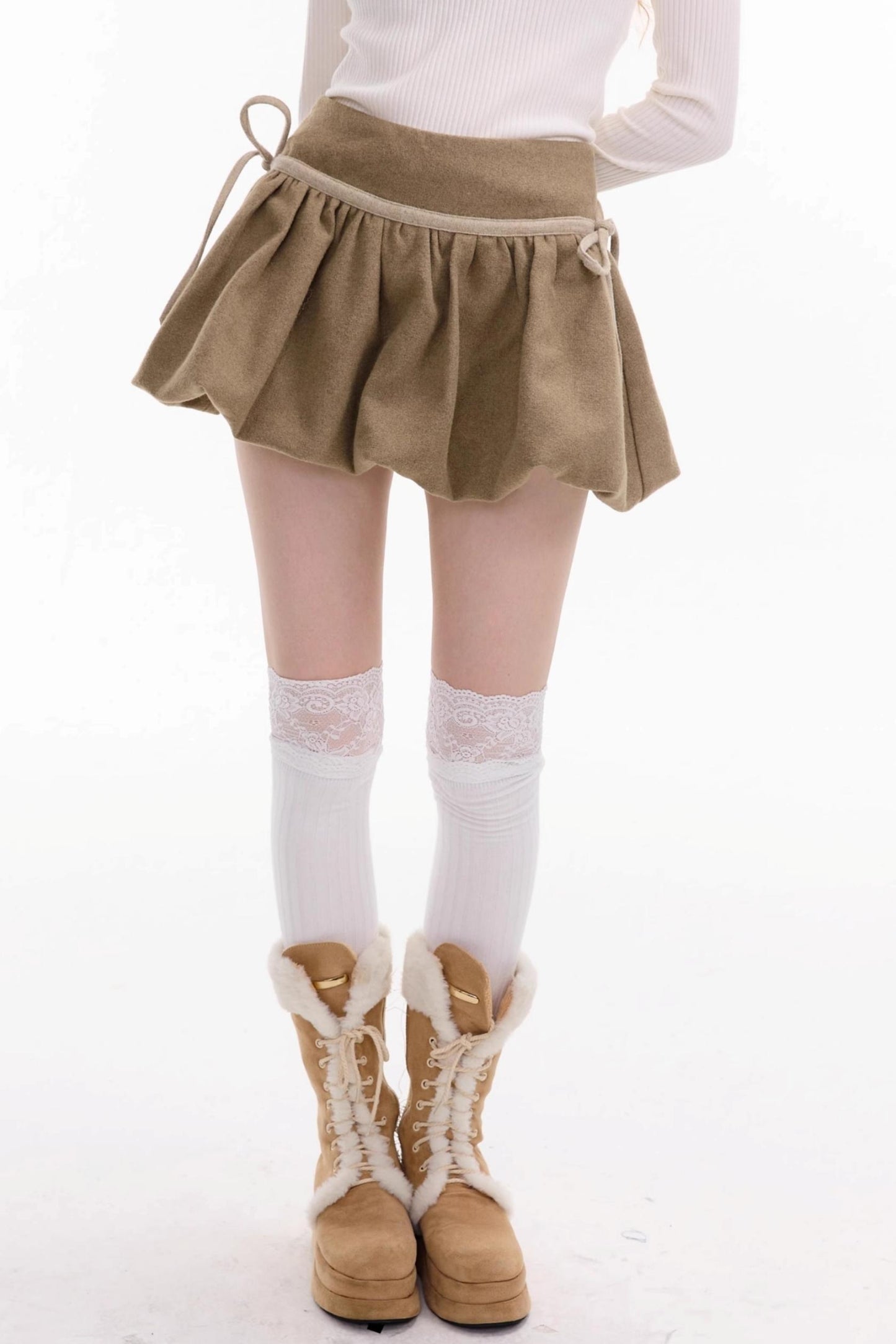 Autumn High-Waisted Woolen A-Line Skirt