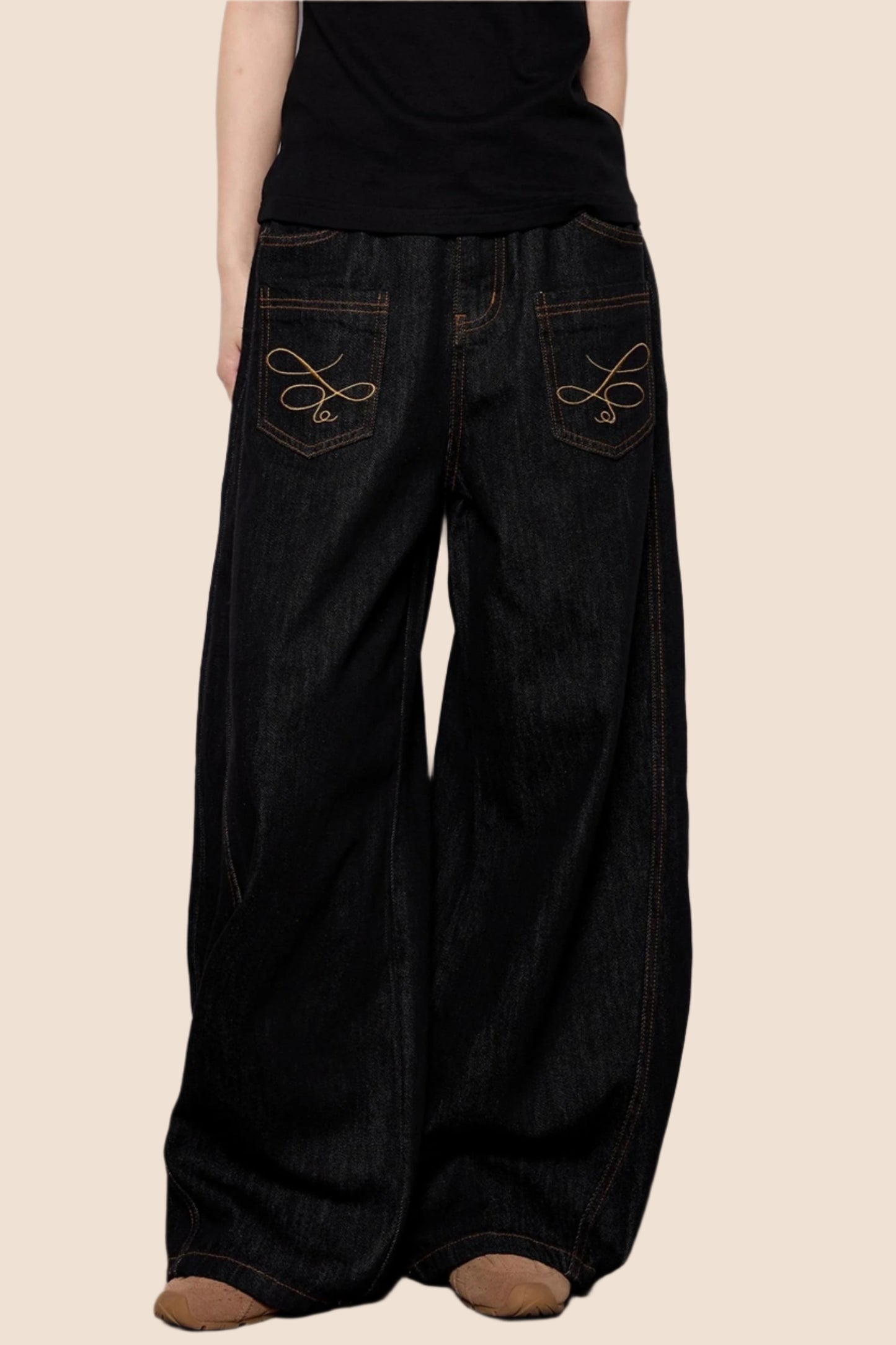 Casual Cow Color Embroidered Jeans