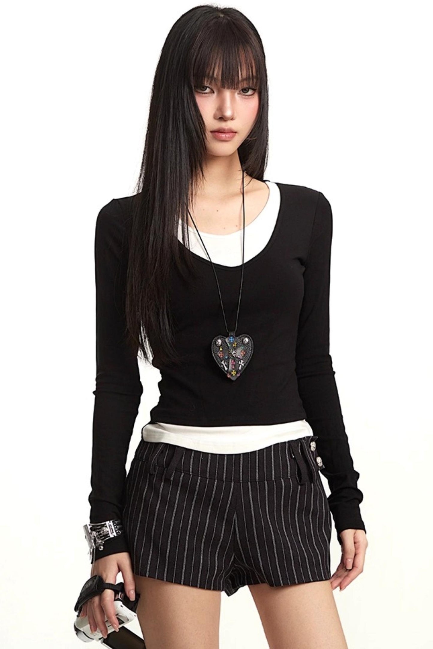 Slim Black Tencel Long Sleeve T-Shirt
