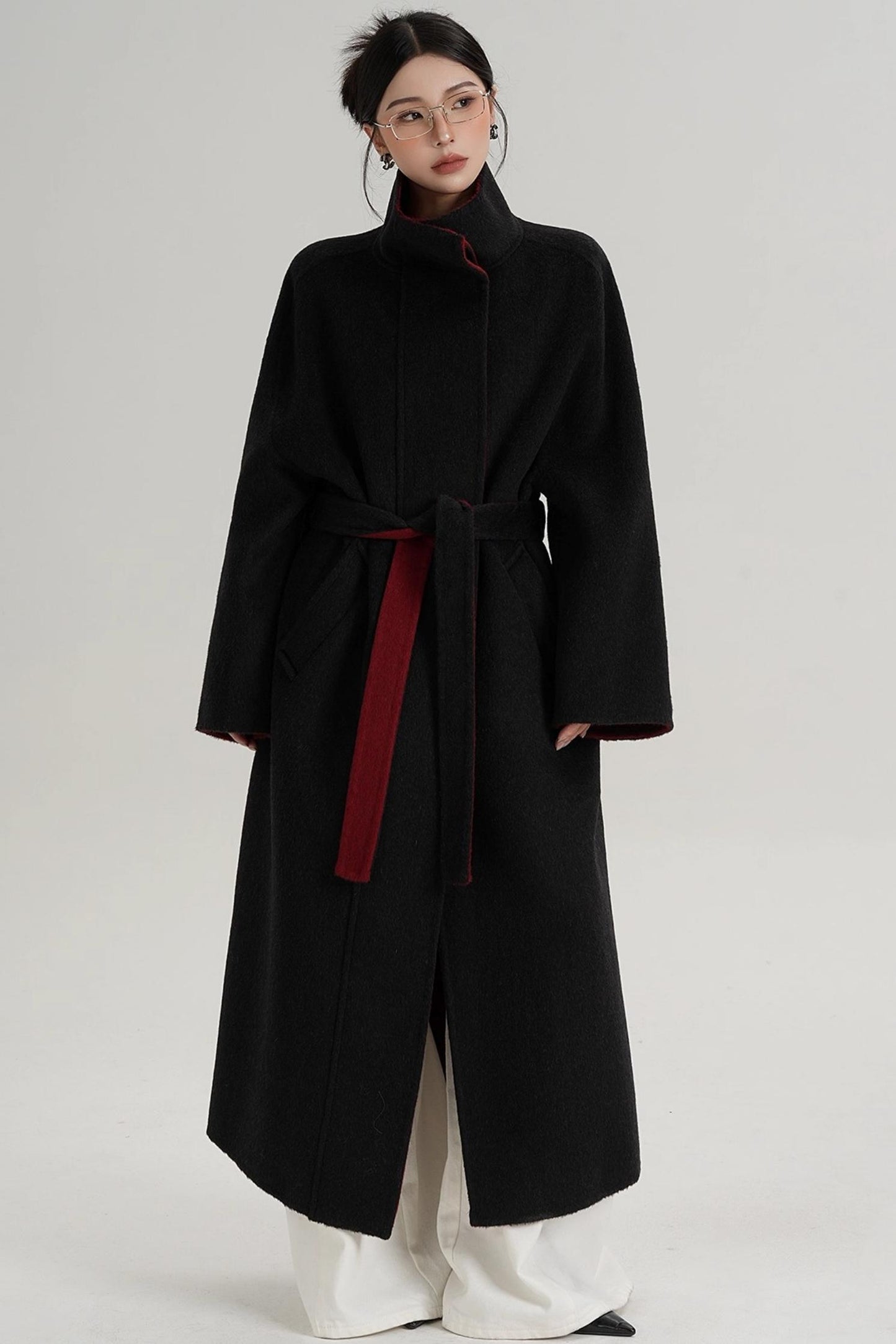 Casual Double-Sided High Neck Wool Coat