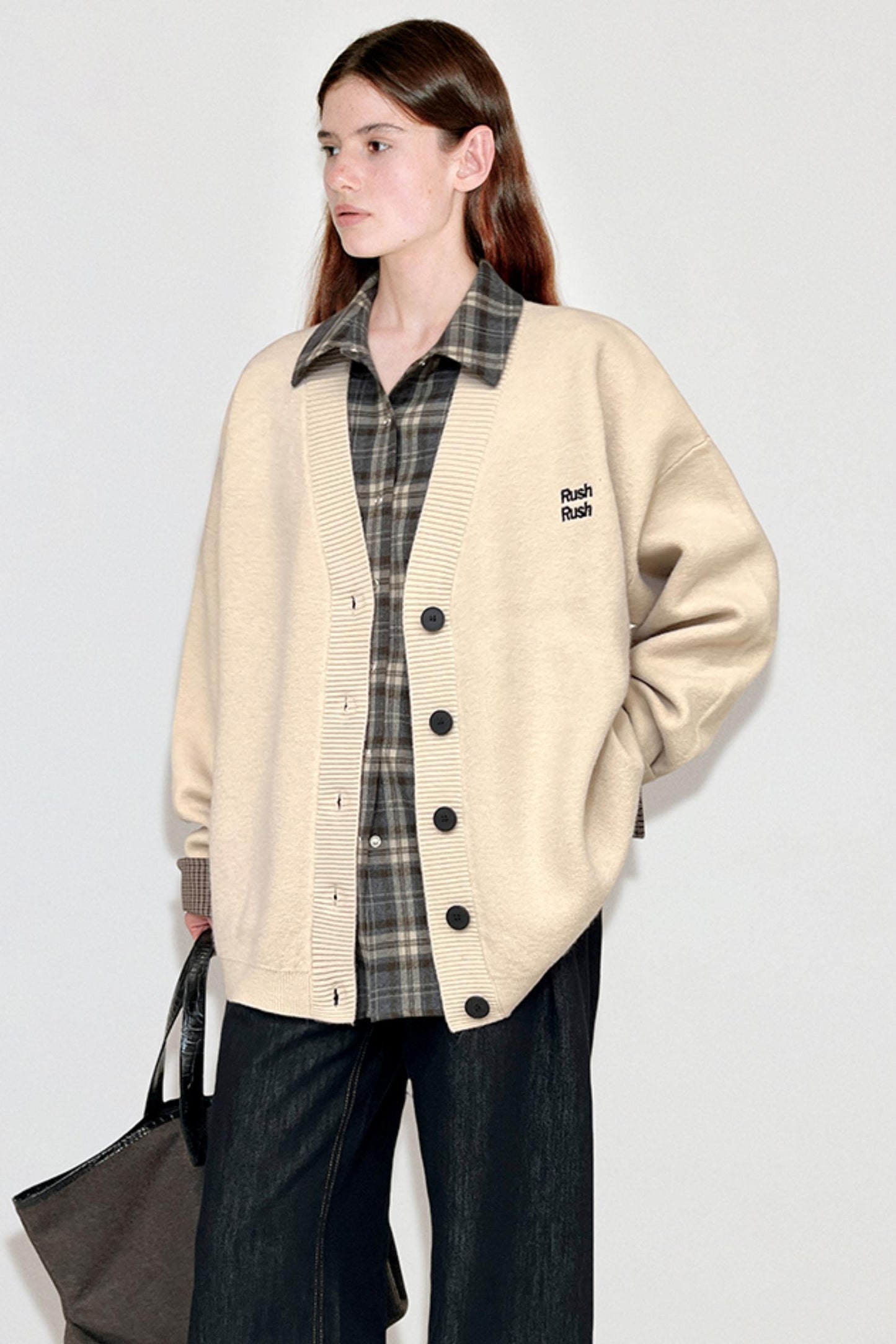 Color-Blocking Embroidered Knitted Cardigan