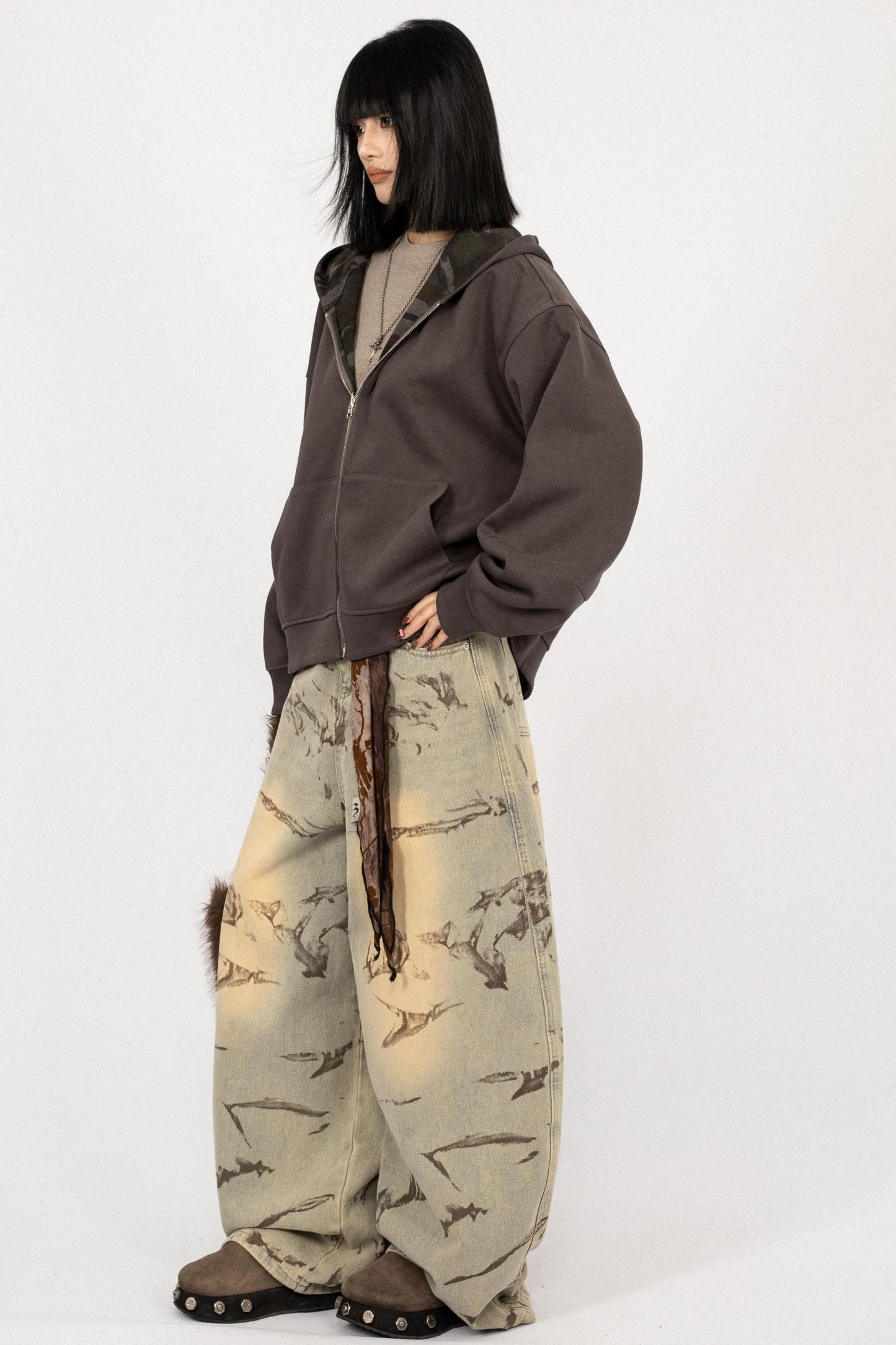 Autumn Vintage Hooded Reversible Jacket