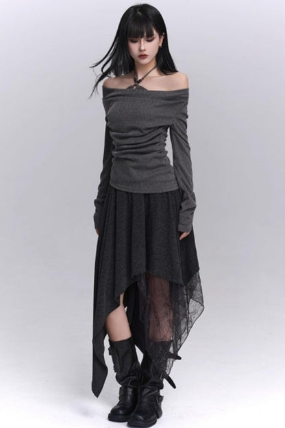 Off-Shoulder Halter Top