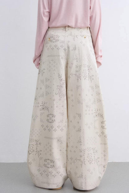 Lyocell Paisley Wide-Leg Pants