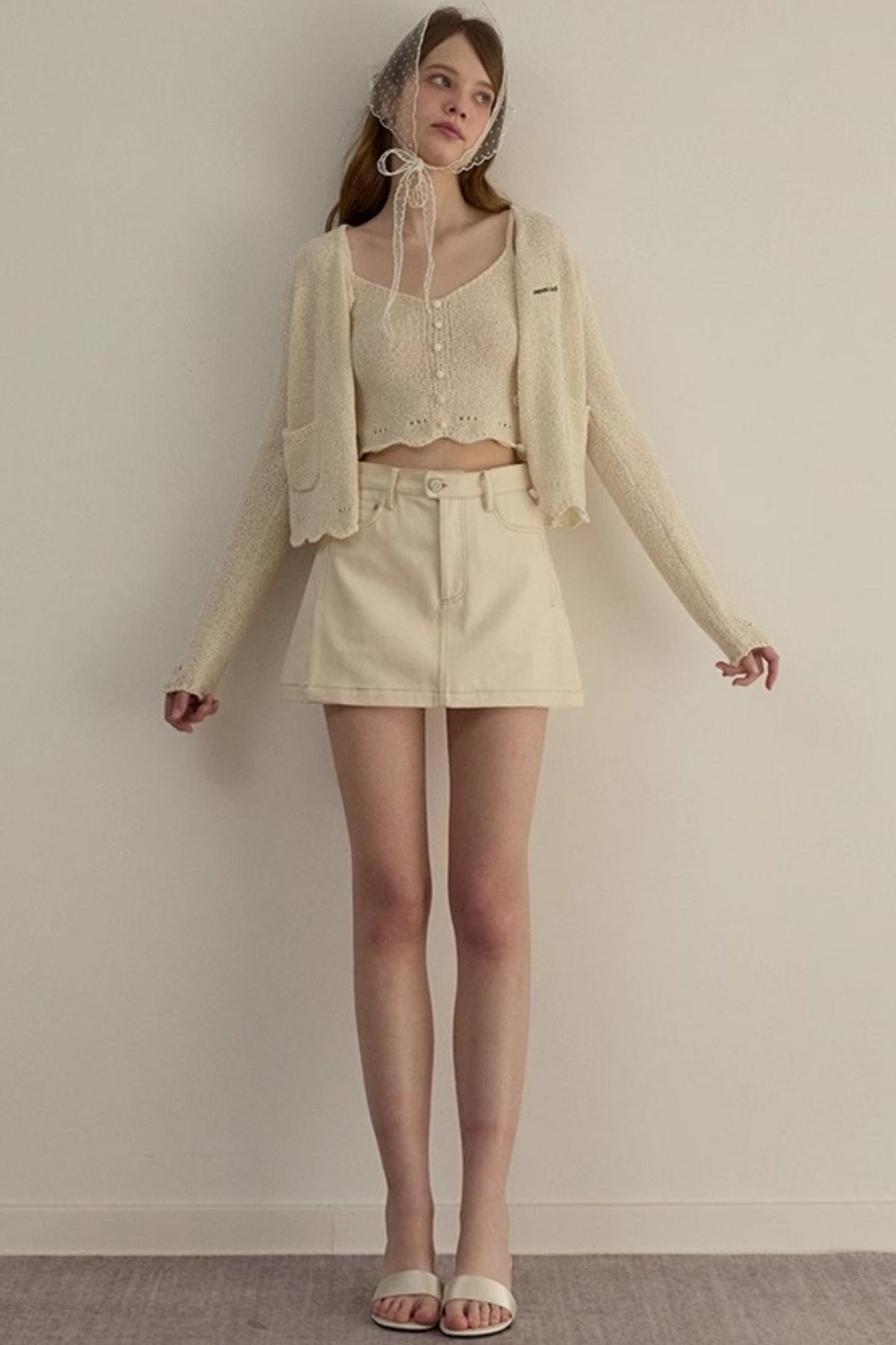 Embroidered A-line Duo Coat Skirt Set-Up