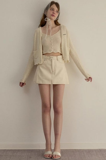 Embroidered A-line Duo Coat Skirt Set-Up