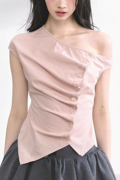 French Lace Asymmetrical Slim Fit Top