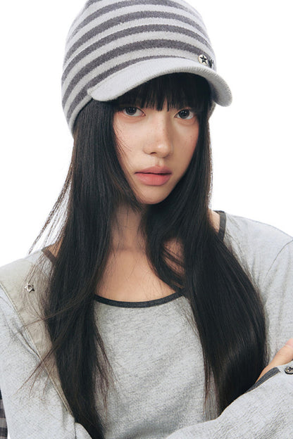Striped Knit Baseball Cap