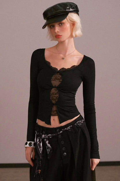 Hollow Lace Two-Piece Top