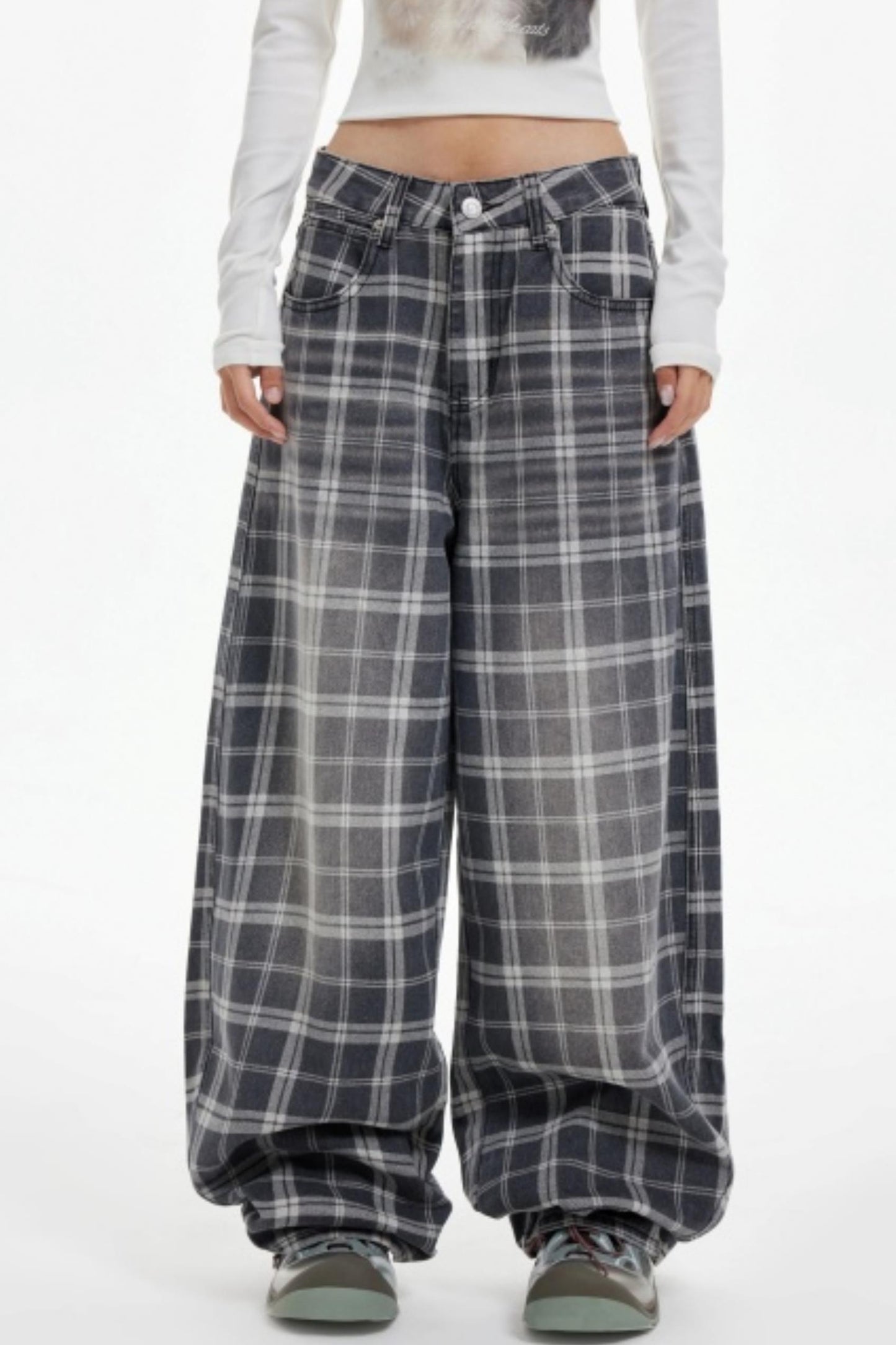 American Check Scimitar Wide-leg Pants