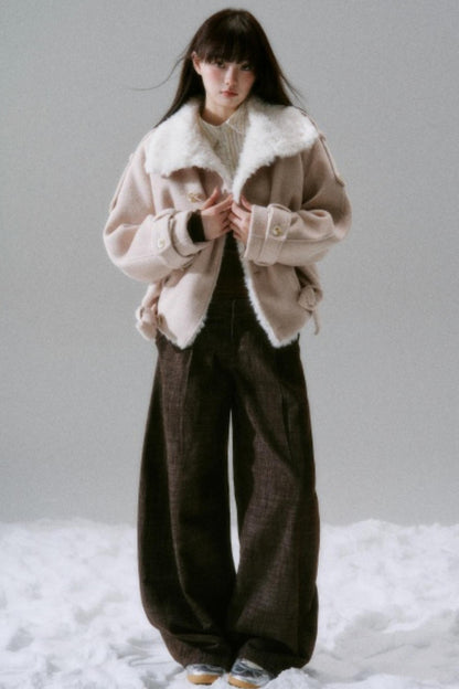 Romance Woolen Fur Collar Coat