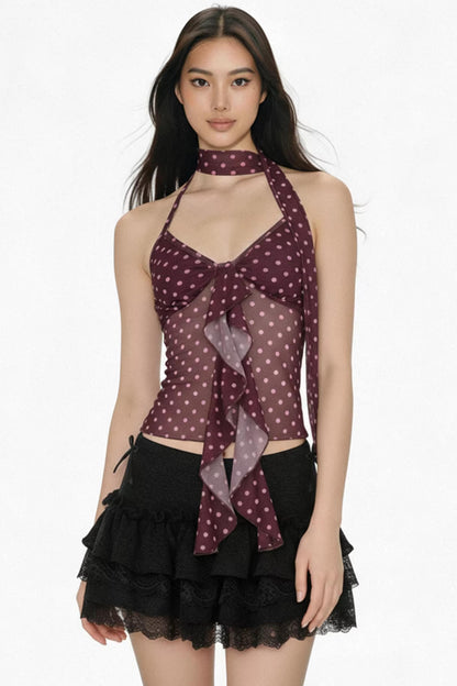 Farbblockiertes Mesh-Top